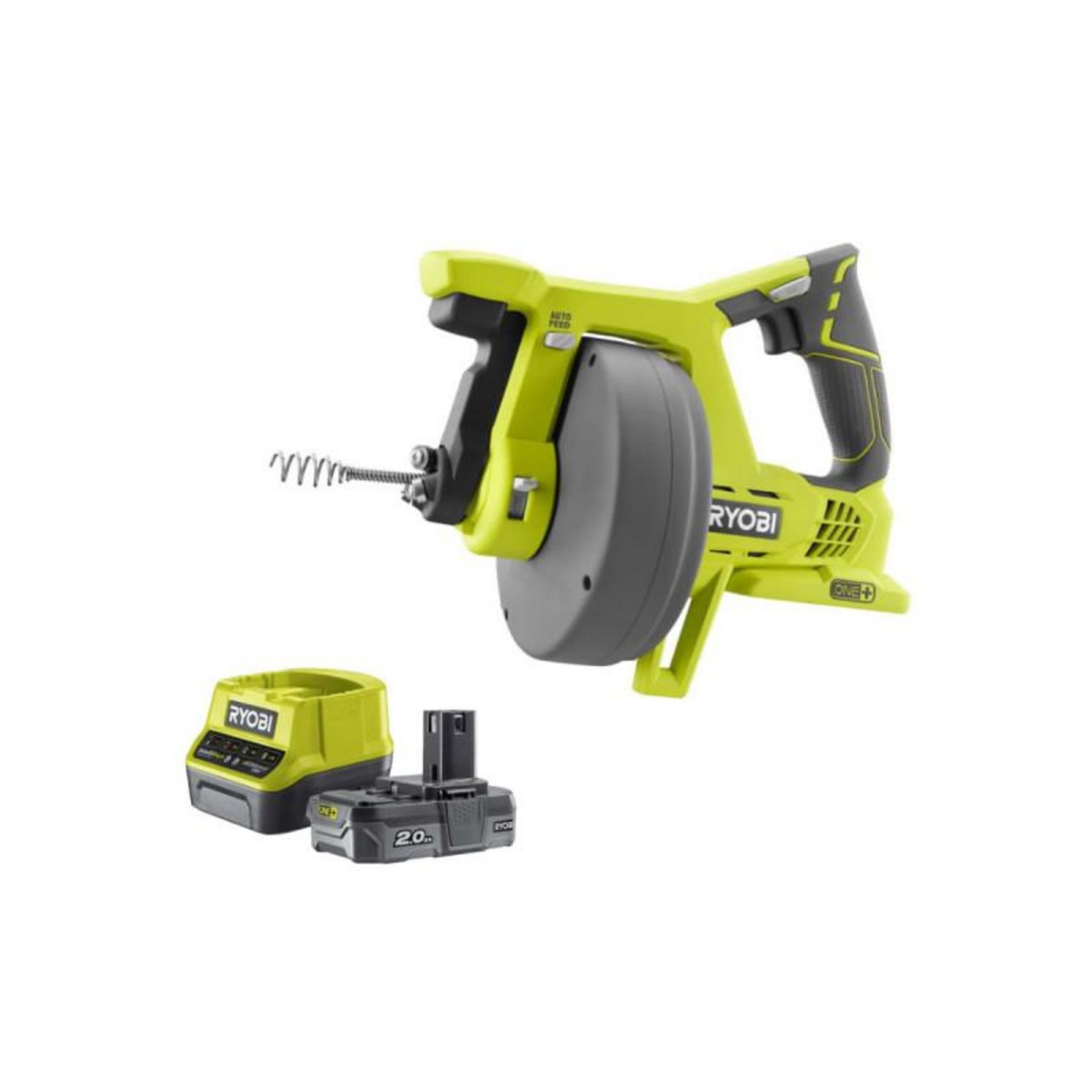 Ryobi Pack RYOBI Déboucheur 18V Oneplus - 1 batterie LithiumPlus 2.0Ah - 1 chargeur rapide 2.0Ah - R18DA-0
