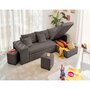 Voir la diapositive 3 : BEST MOBILIER California - canapé d'angle réversible 4 places - convertible avec coffre, étagère et poufs - en velours texturé