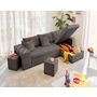 Voir la diapositive 3 : BEST MOBILIER California - canapé d'angle réversible 4 places - convertible avec coffre, étagère et poufs - en velours texturé