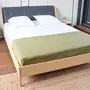 HOMIFAB Lit double 160x200cm en placage chêne avec tête de lit en tissu gris - Nova