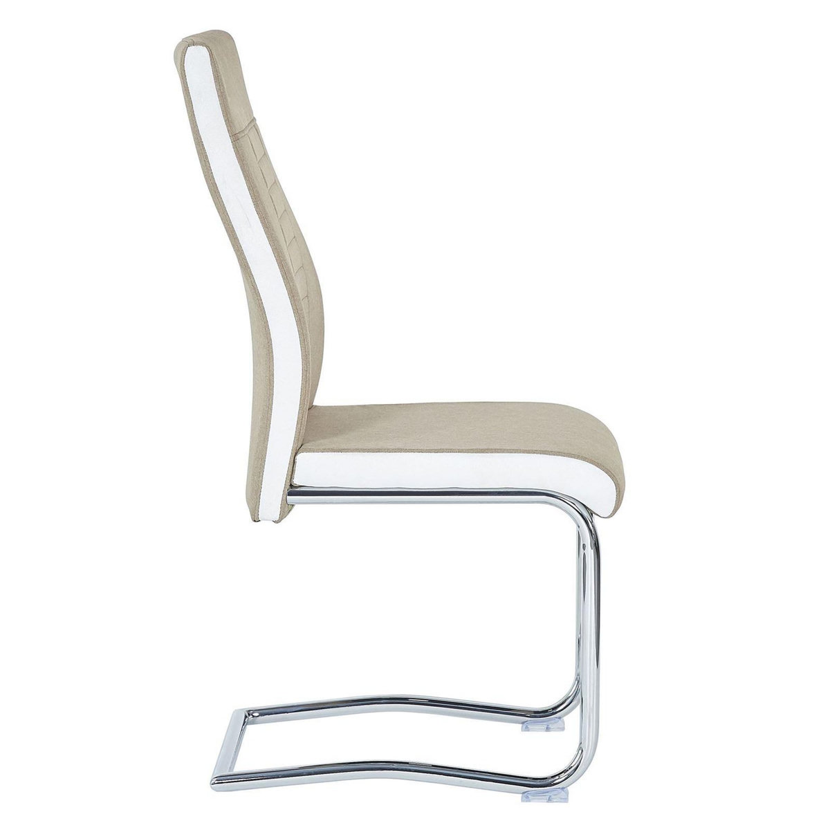 IDIMEX Lot de 4 chaises de salle à manger ALBA, en tissu - Beige et blanc