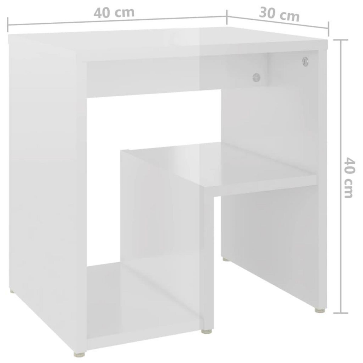 VIDAXL Table de chevet blanc brillant 40x30x40 cm bois d'ingenierie