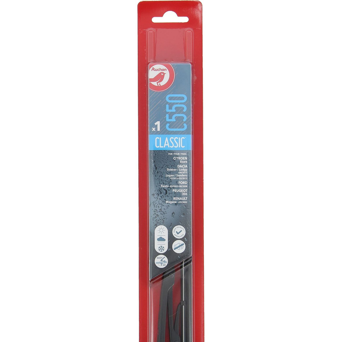 AUCHAN Balai d'essuie-glace C550 55cm pour CITROËN DACIA FORD PEUGEOT RENAULT