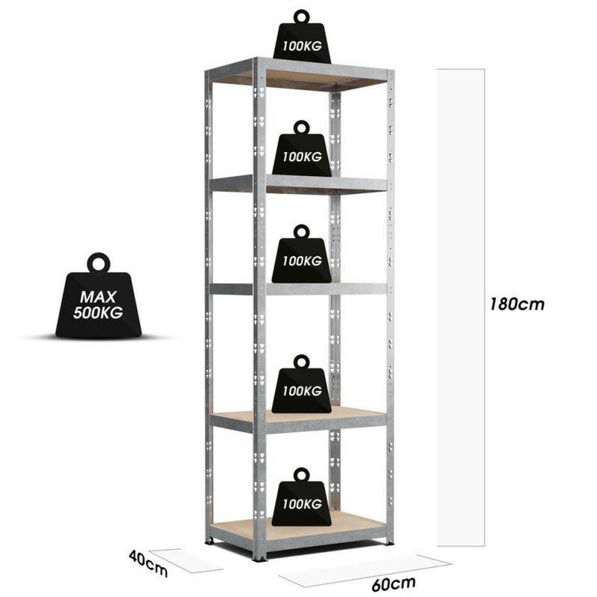Voir la diapositive 3 : EUROSPEN Etagère de rangement modulable et polyvalente pour atelier, garage, cave... Charge Lourde max 500kg -180x60x40cm - Gris