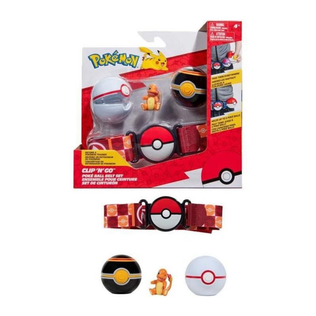 BANDAI Ceinture - BANDAI - Pokémon Clip ‘N' Go - 1 ceinture, 2 Poké Balls et 1 figurine Salameche 5 cm