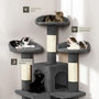 Voir la diapositive 3 : tectake Arbre à chat 170 cm avec griffoir et plateforme d'escalade gris
