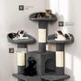 Voir la diapositive 3 : tectake Arbre à chat 170 cm avec griffoir et plateforme d'escalade gris