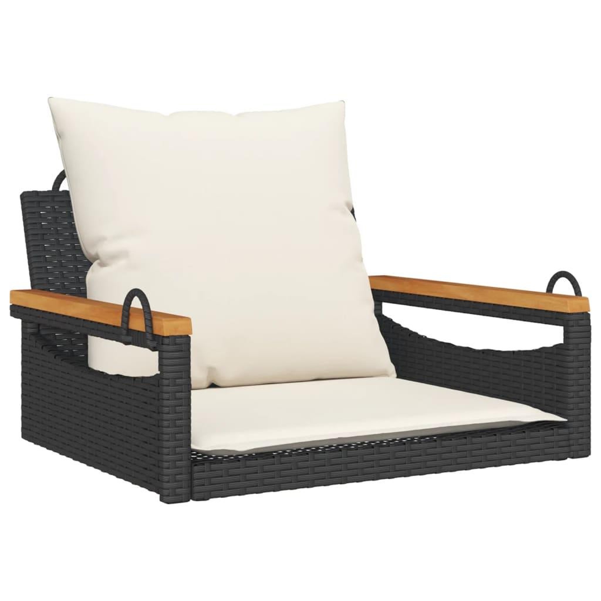 Voir la diapositive 2 : VIDAXL Balancelle avec coussins noir 63x62x40 cm resine tressee