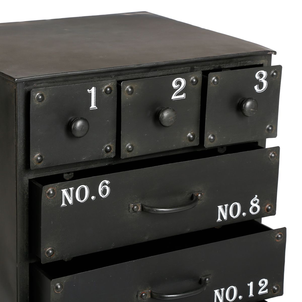 ATMOSPHERA Chiffonnier métal à roulettes 9 tiroirs H97cm ARNAUD