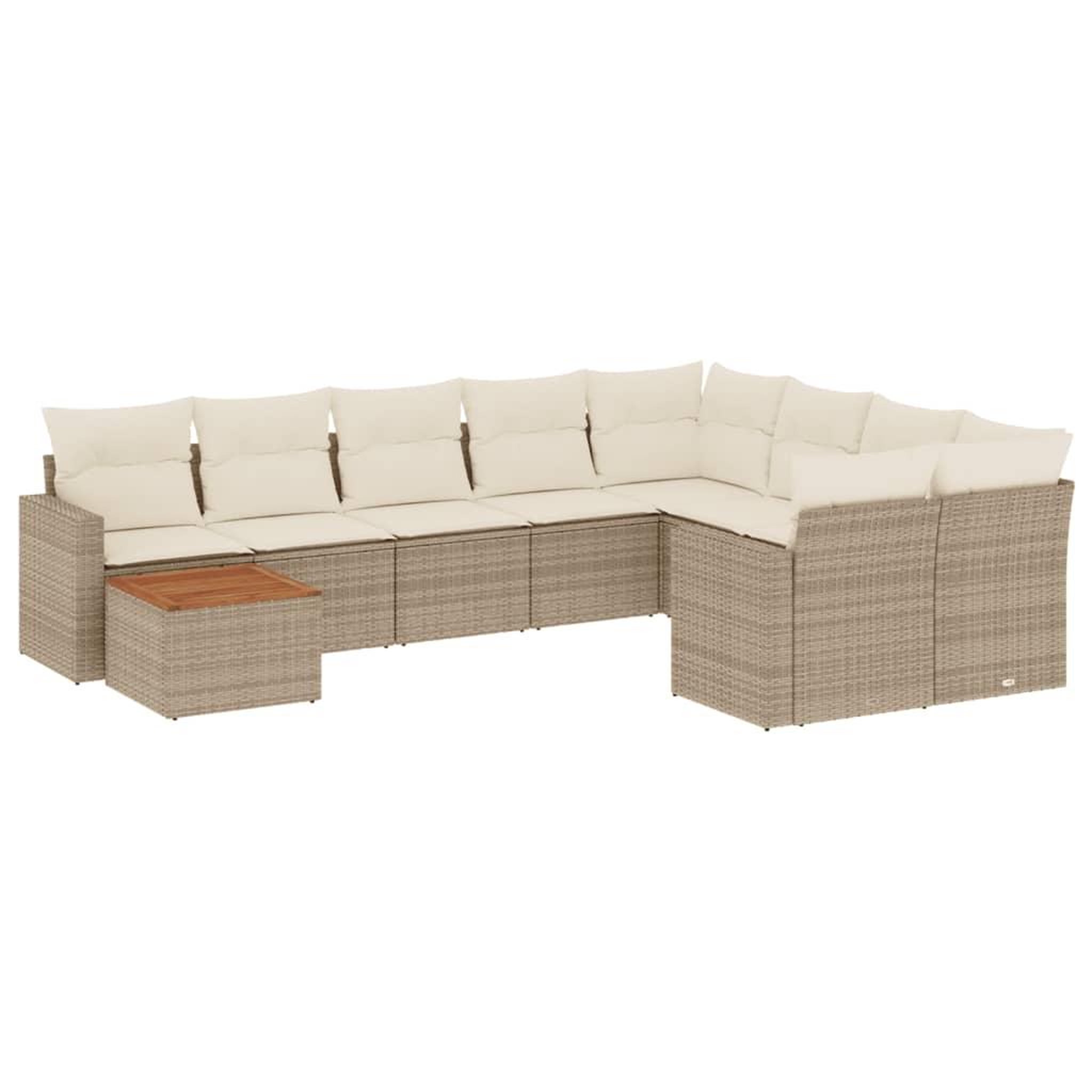 Voir la diapositive 2 : VIDAXL Salon de jardin avec coussins 10 pcs beige resine tressee