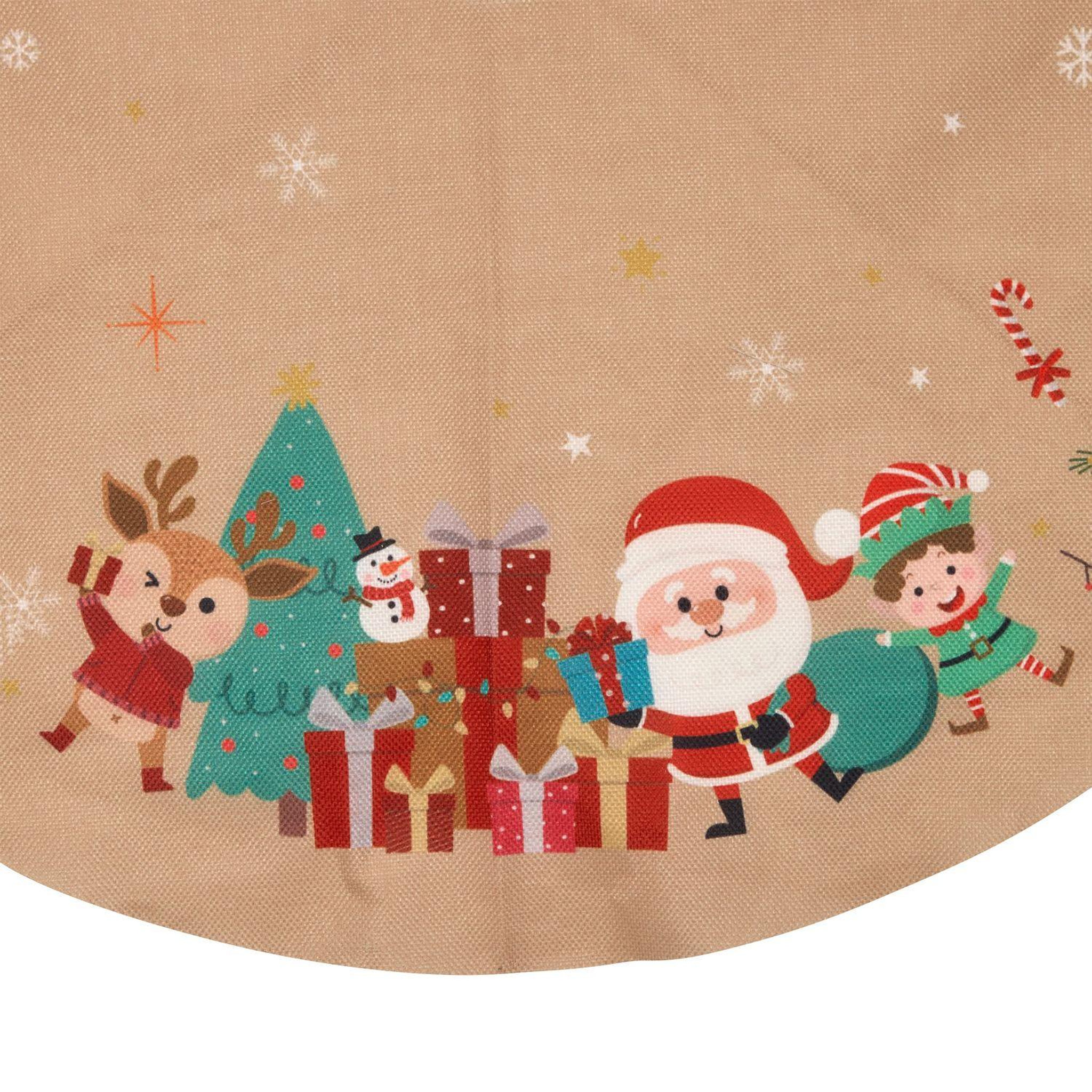 Voir la diapositive 2 : FEERIC LIGHT & CHRISTMAS Tapis pour sapin de noël effet jute père noël - diam 90 cm - beige