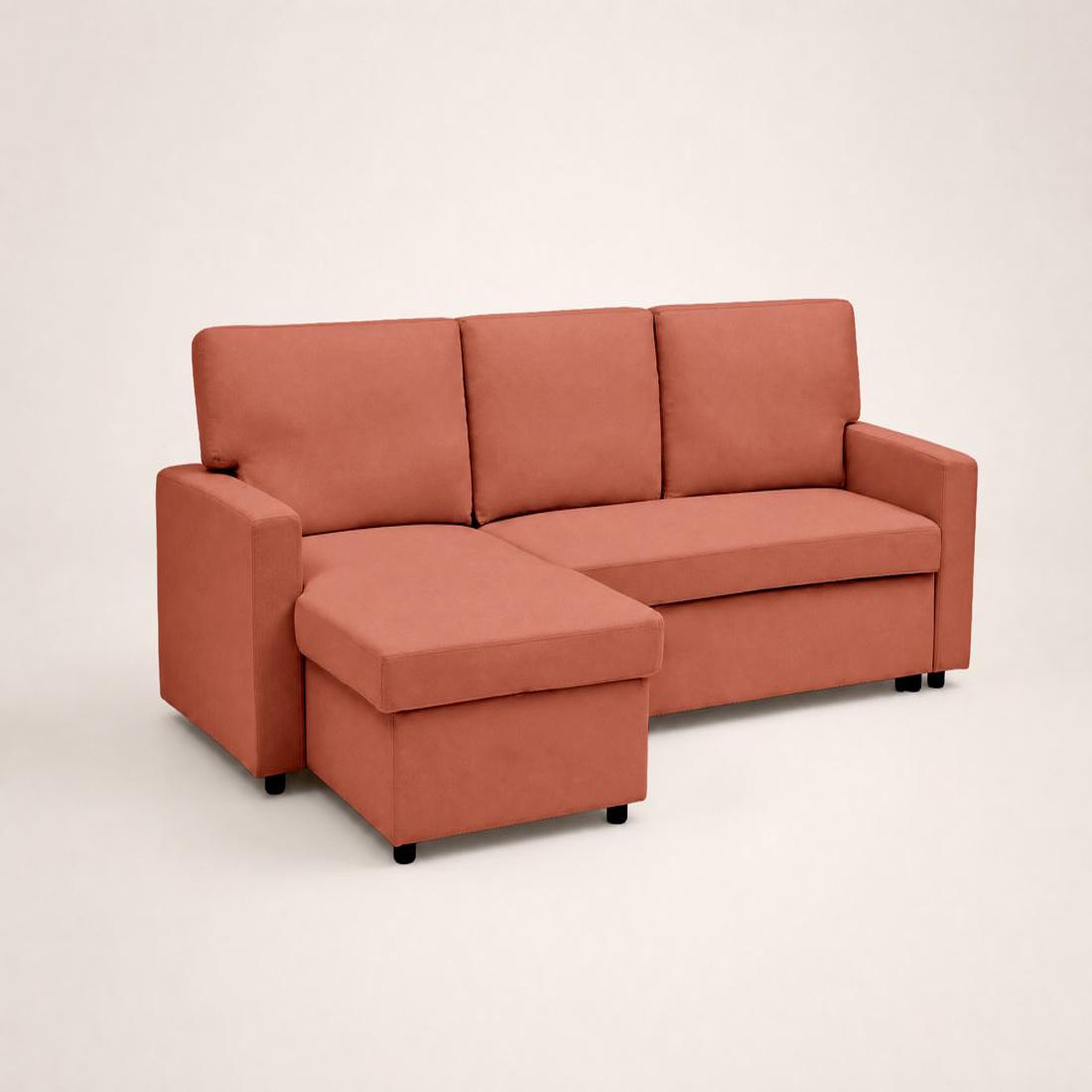 Voir la diapositive 3 : BEST MOBILIER Meiya - canapé d'angle réversible 4 places convertible avec coffre en tissu