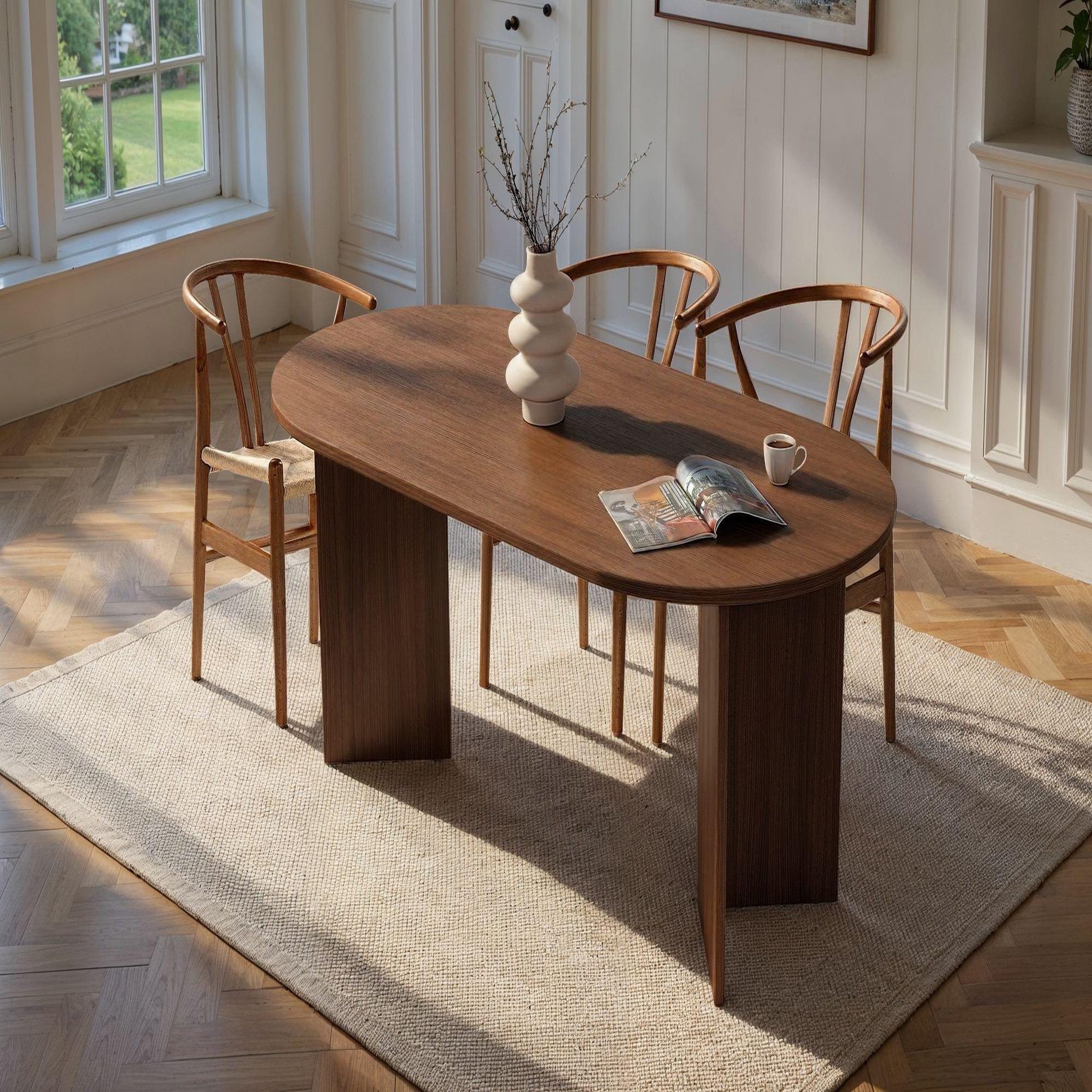 Voir la diapositive 2 : Habitat et Jardin Table à manger en bois  sablin  - 180 x 89 x 75 cm - noyer