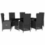 Voir la diapositive 2 : VIDAXL Ensemble a manger de jardin coussins 7pcs Noir Resine tressee