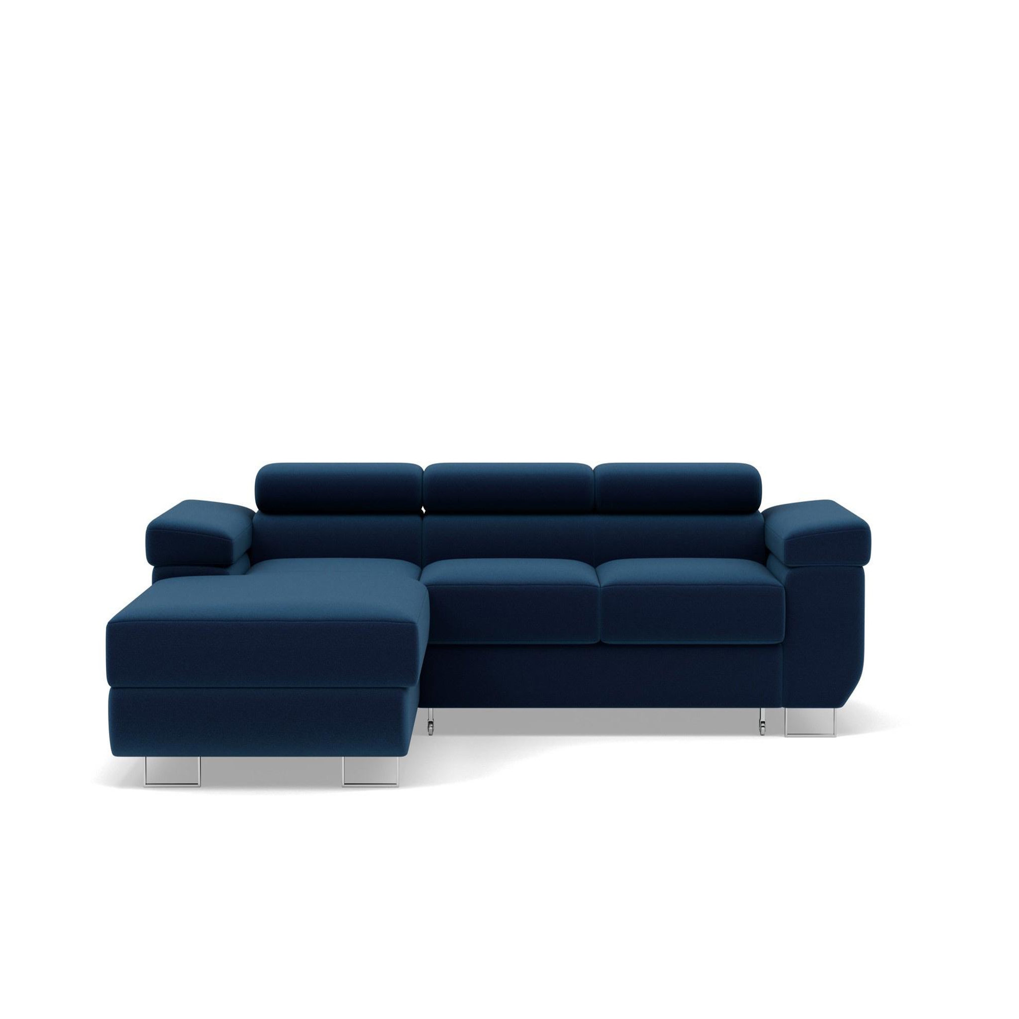 Voir la diapositive 1 : BEST MOBILIER Pablo - canapé d'angle gauche - 6 places - convertible avec coffre et têtières réglables - en velours