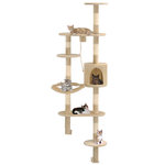 VIDAXL Arbre a chat avec griffoirs en sisal Montage mural 194 cm Beige