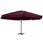 VIDAXL Parasol de jardin et mat en aluminium 600 cm rouge bordeaux