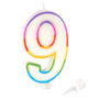 Voir la diapositive 2 : Paris Prix Bougie d'Anniversaire  Chiffre 9  10cm Multicolore