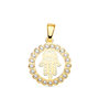 Voir la diapositive 1 : L'ATELIER D'AZUR Pendentif Main de Fatma Or 18 Carats 750 Jaune et Zirconiums - Chaine Offerte