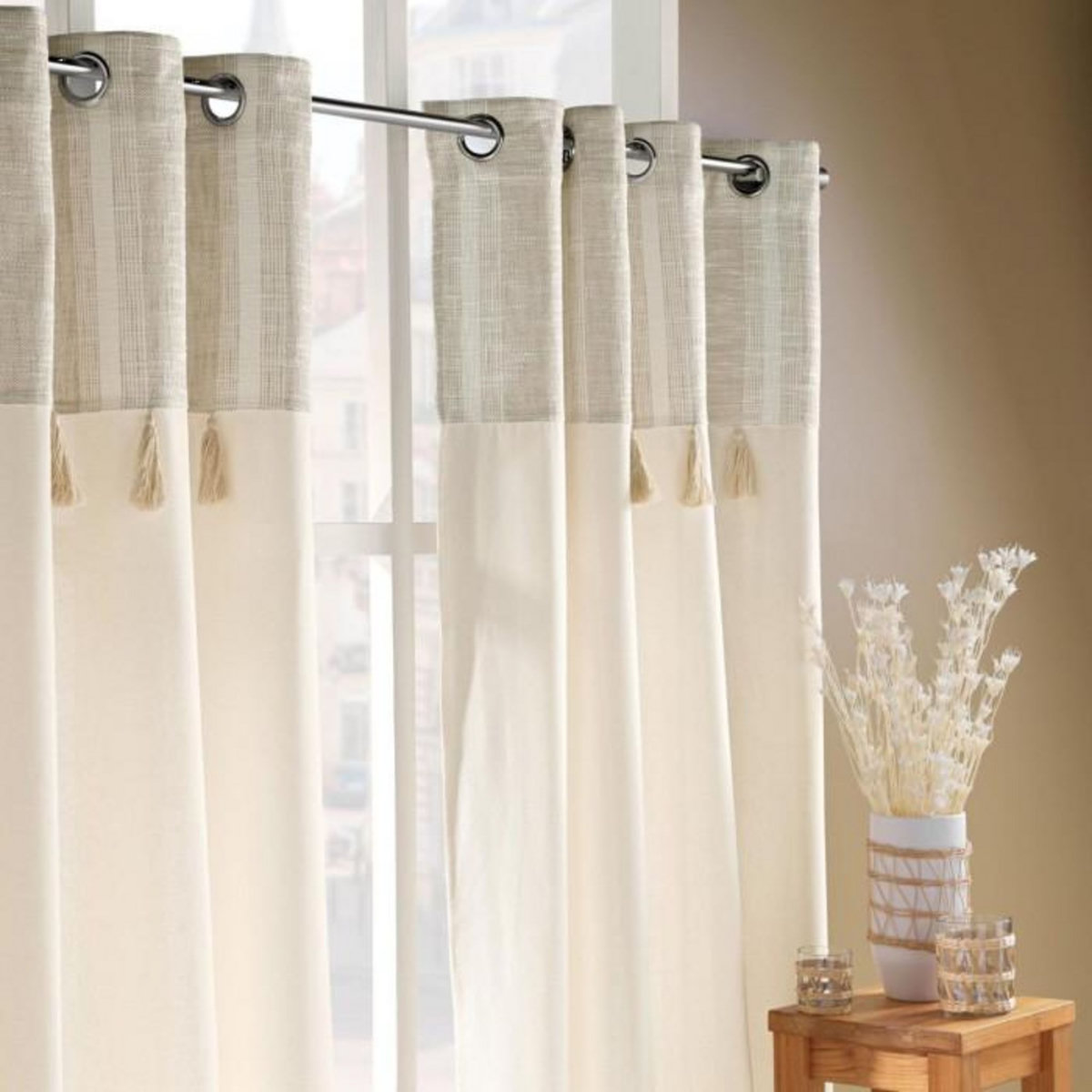 Paris Prix Rideau à Œillets Tissé  Island  140x240cm Beige