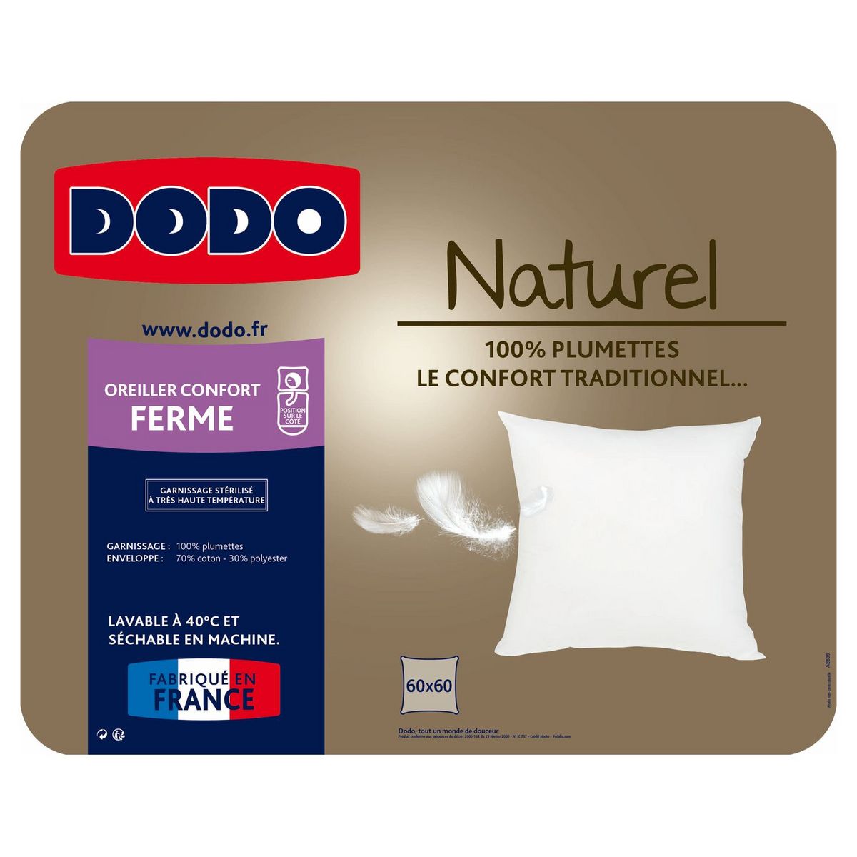 DODO Oreiller ferme naturel DODO 100% plumettes