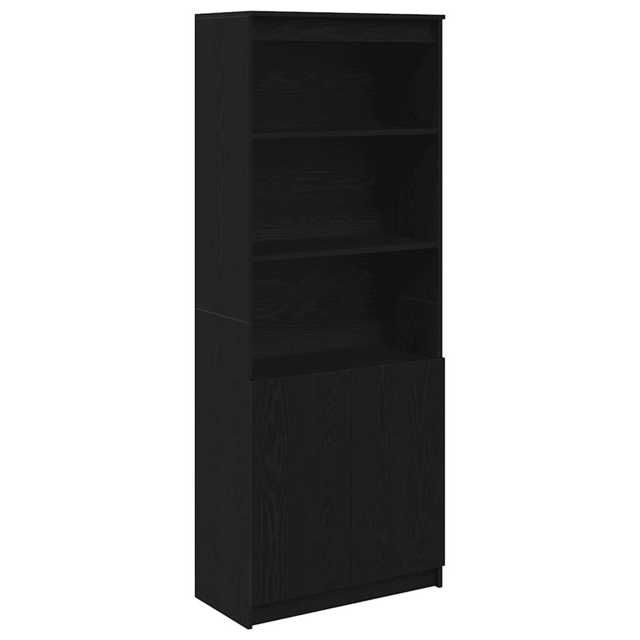 Voir la diapositive 2 : VIDAXL Buffet haut chene noir 70x35x180 cm bois d'ingenierie