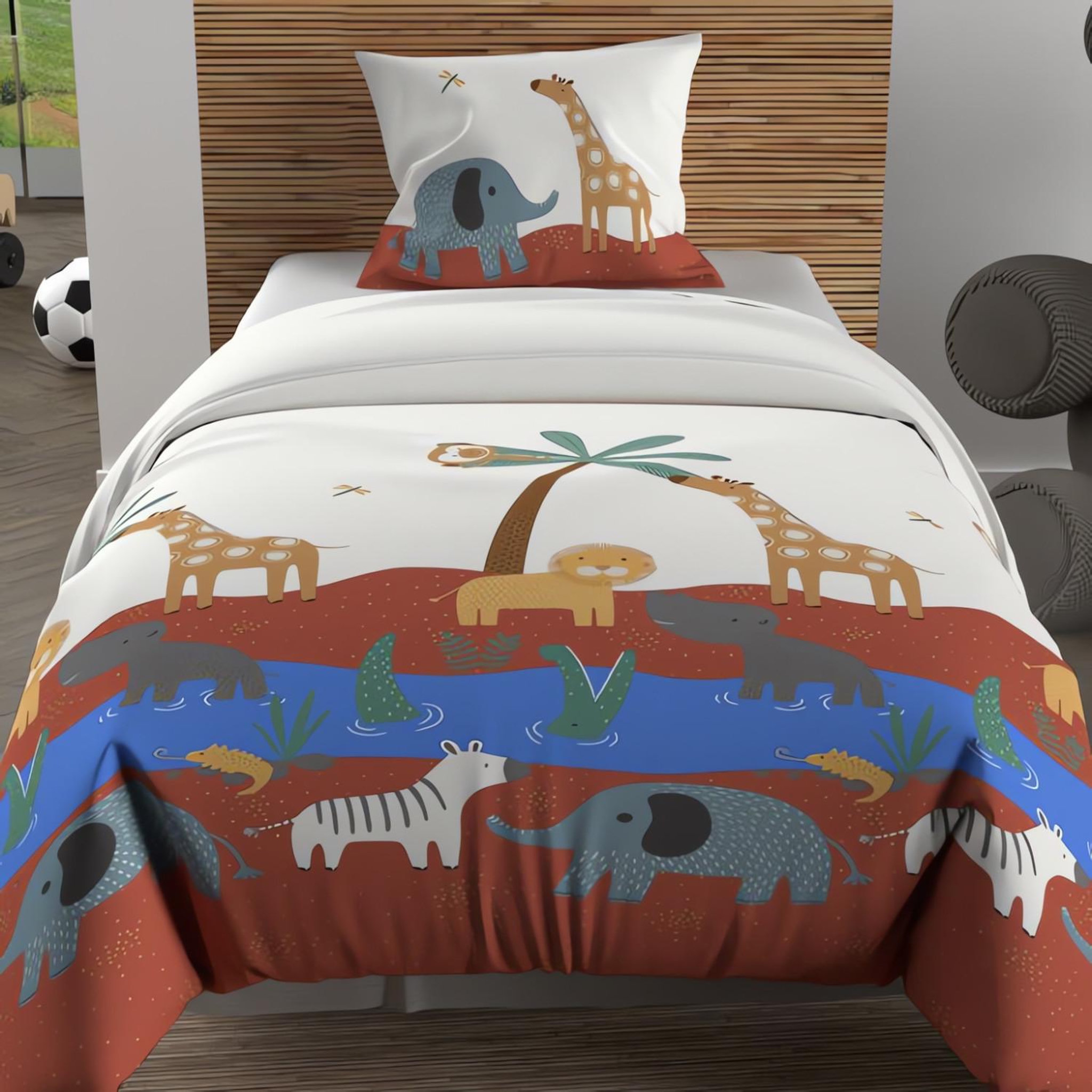 Voir la diapositive 2 : SOLEIL D'OCRE Parure housse de couette savane, 100% coton 57 fils/cm2, par soleil d'ocre