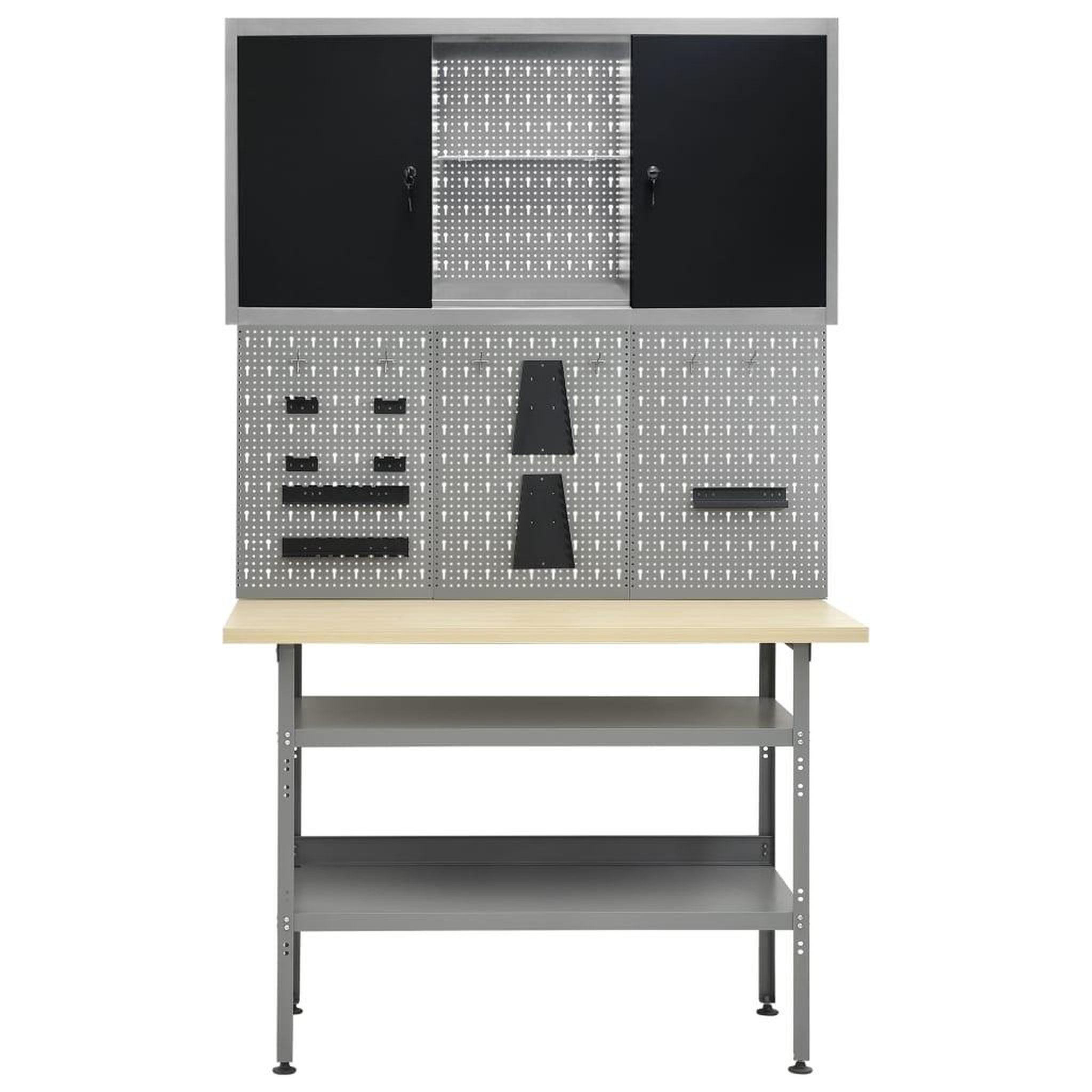 Voir la diapositive 2 : VIDAXL Etabli avec 3 panneaux muraux et 1 armoire