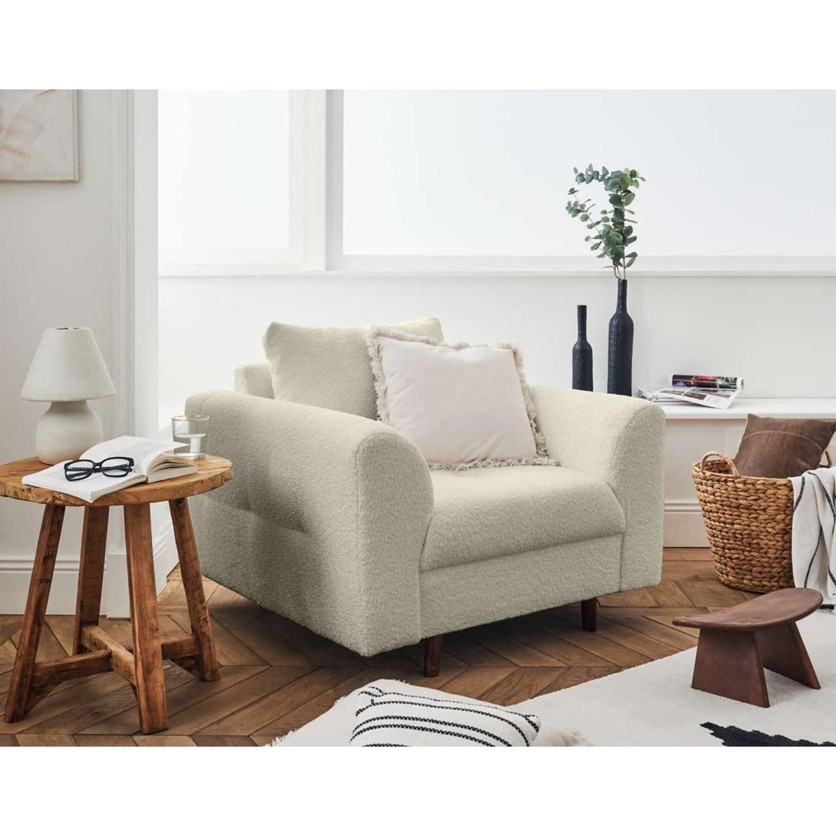 LISA DESIGN Rune - fauteuil - en tissu bouclette