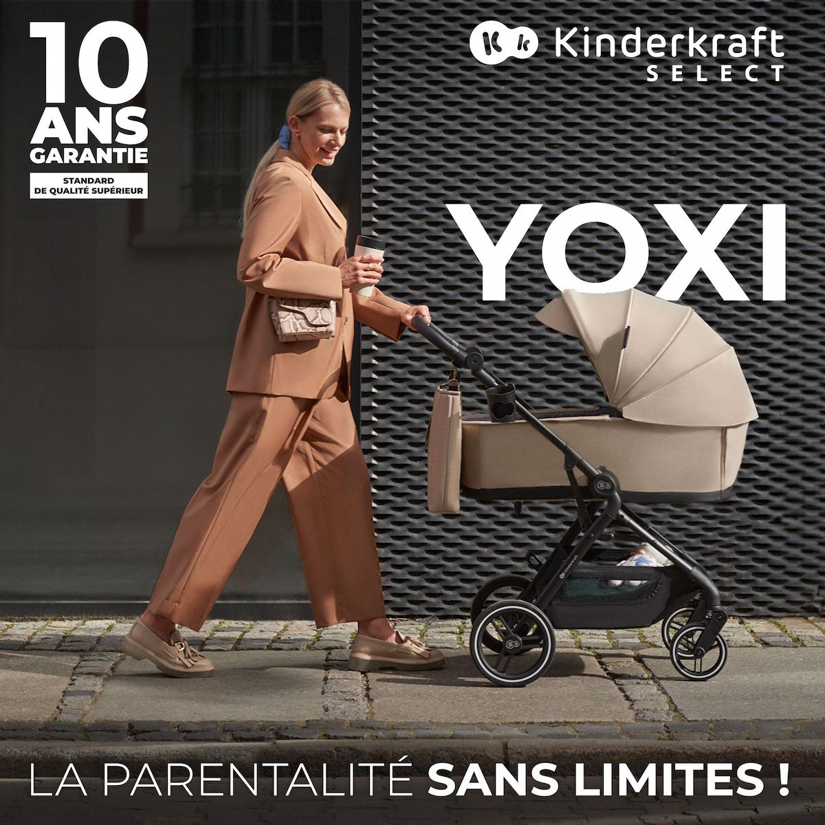 KINDERKRAFT Poussette 2 en 1 avec nacelle, roues anti-crevaison et accessoires