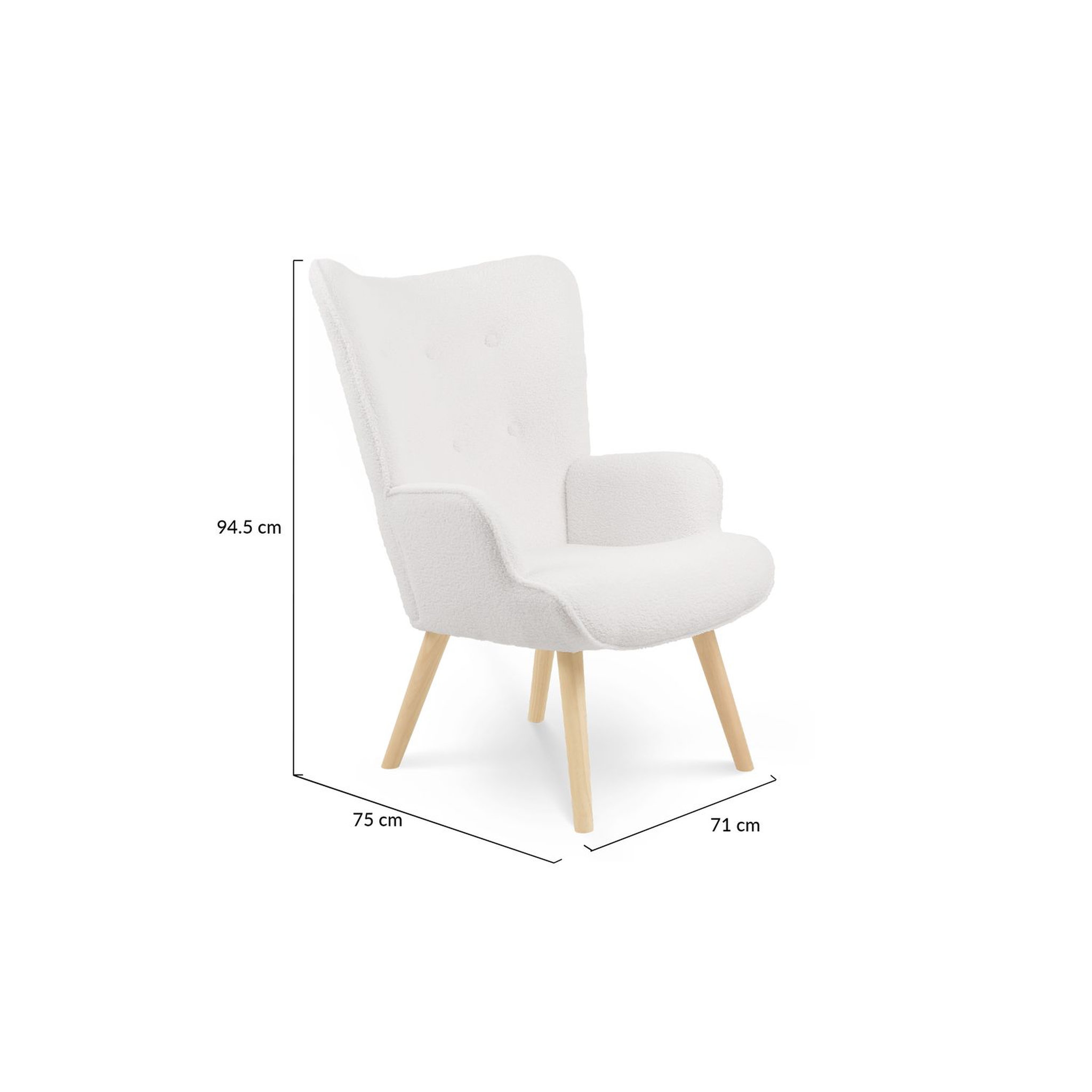 Voir la diapositive 7 : Fauteuil tissu bouclette blanc SVEN