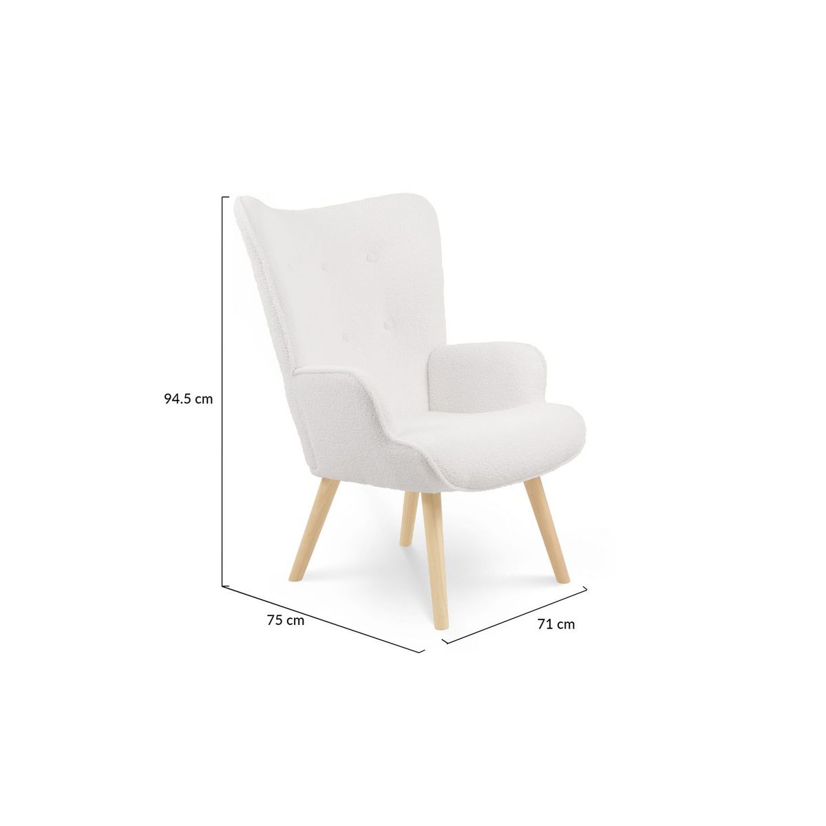 Fauteuil tissu bouclette blanc SVEN