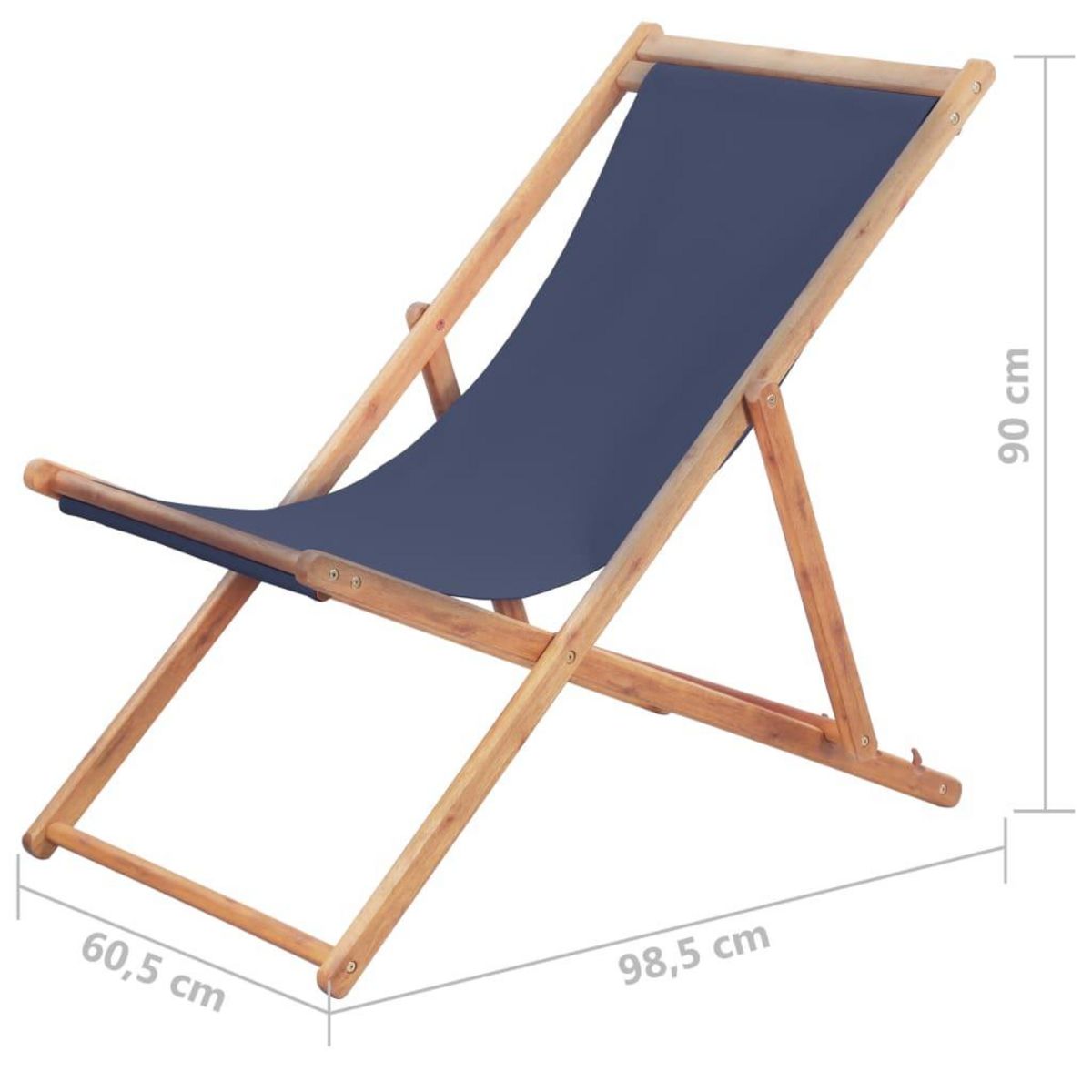 VIDAXL Chaise pliable de plage Tissu et cadre en bois Bleu