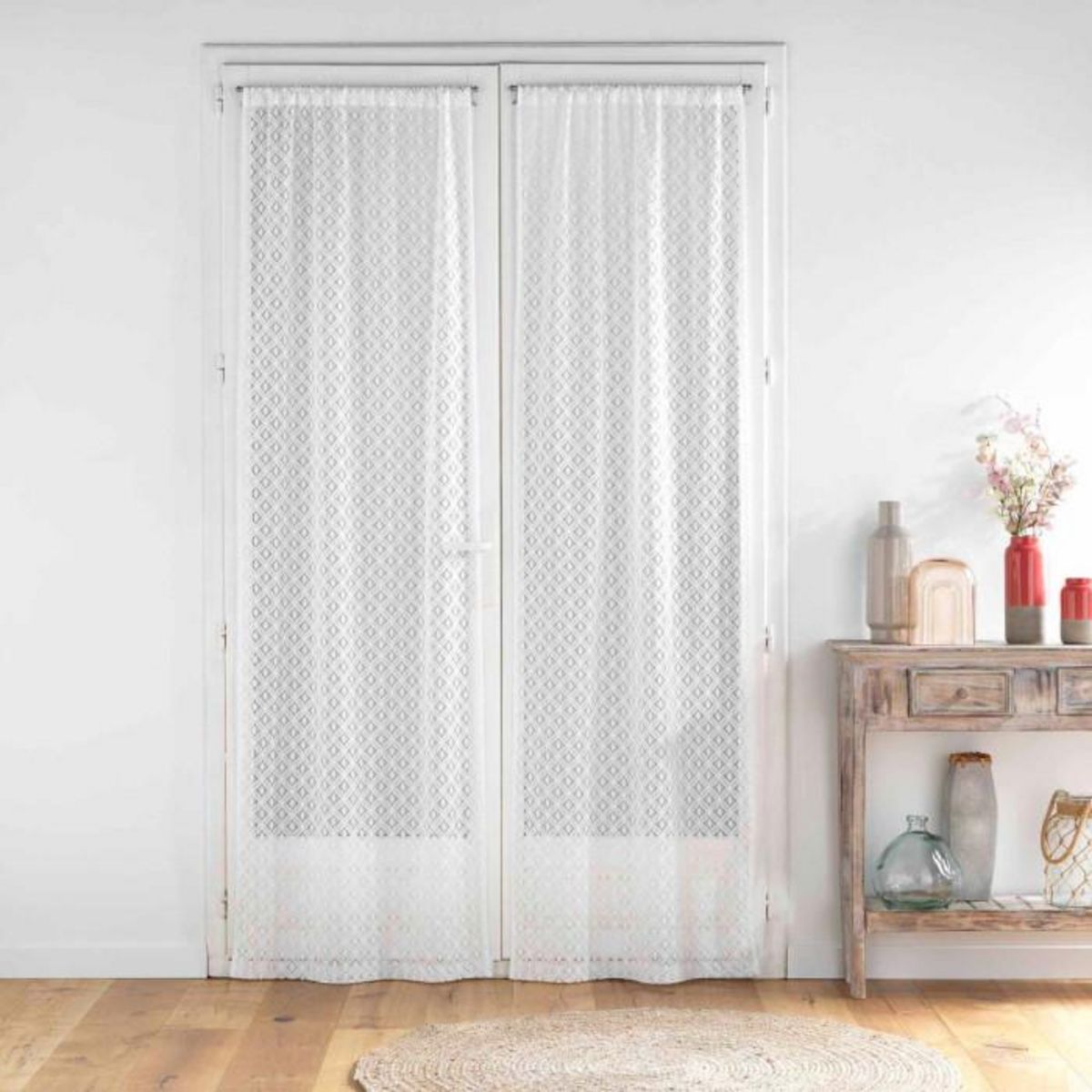 Paris Prix Paire de Voilages Maille  Odilia  70x200cm Blanc