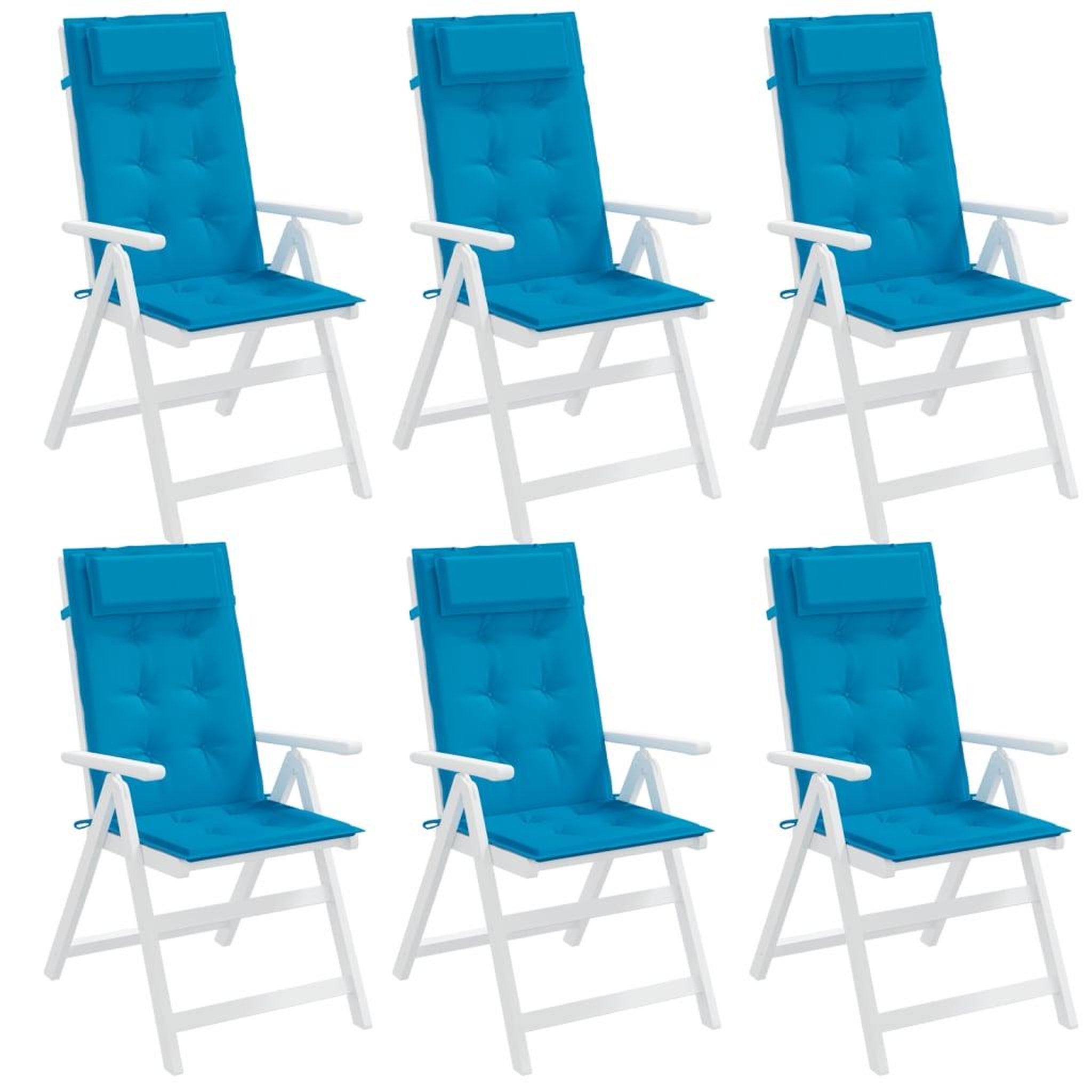 Voir la diapositive 4 : VIDAXL Coussins de chaise a dossier haut lot de 6 bleu clair