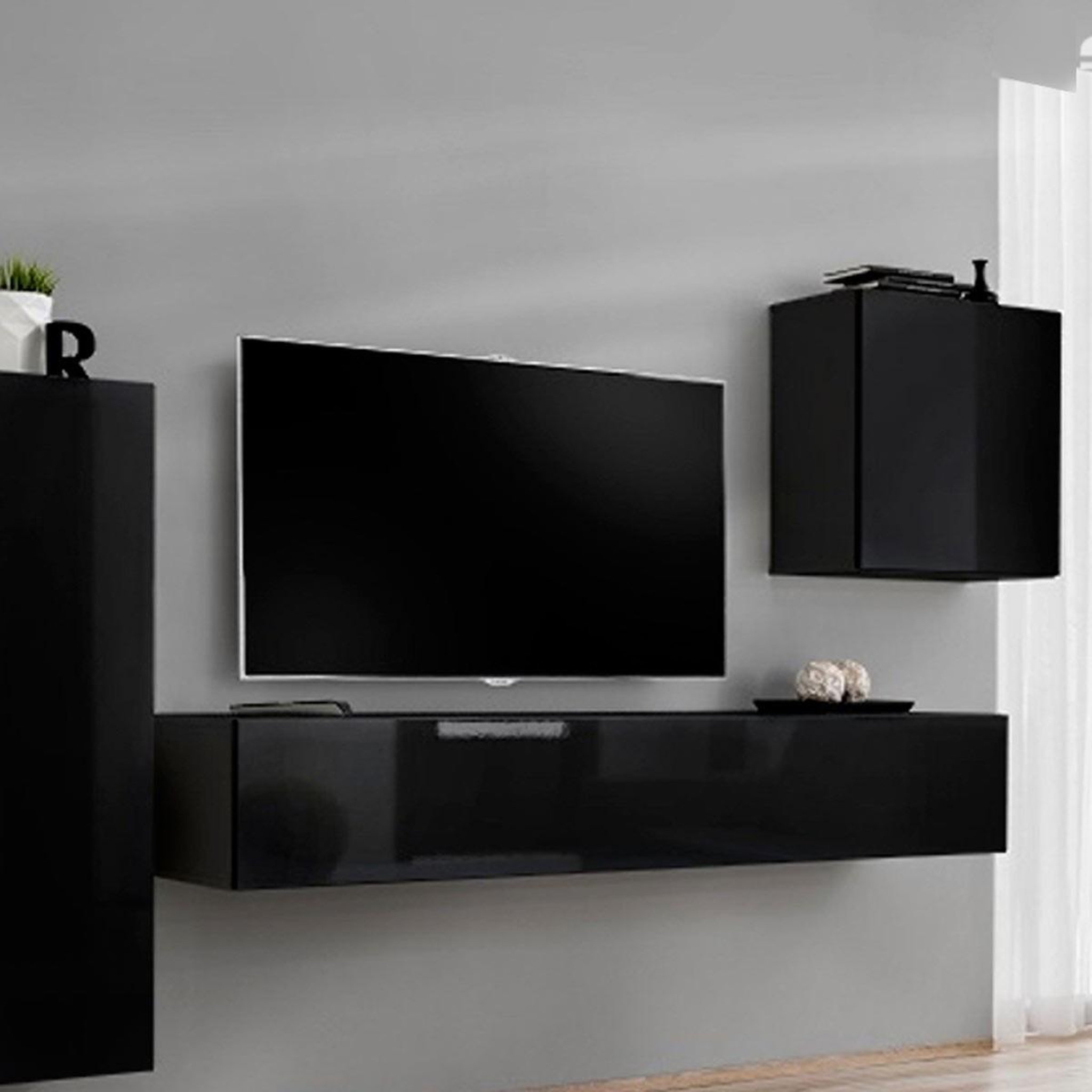 Voir la diapositive 3 : Paris Prix Meuble tv mural design  switch ii  270cm noir
