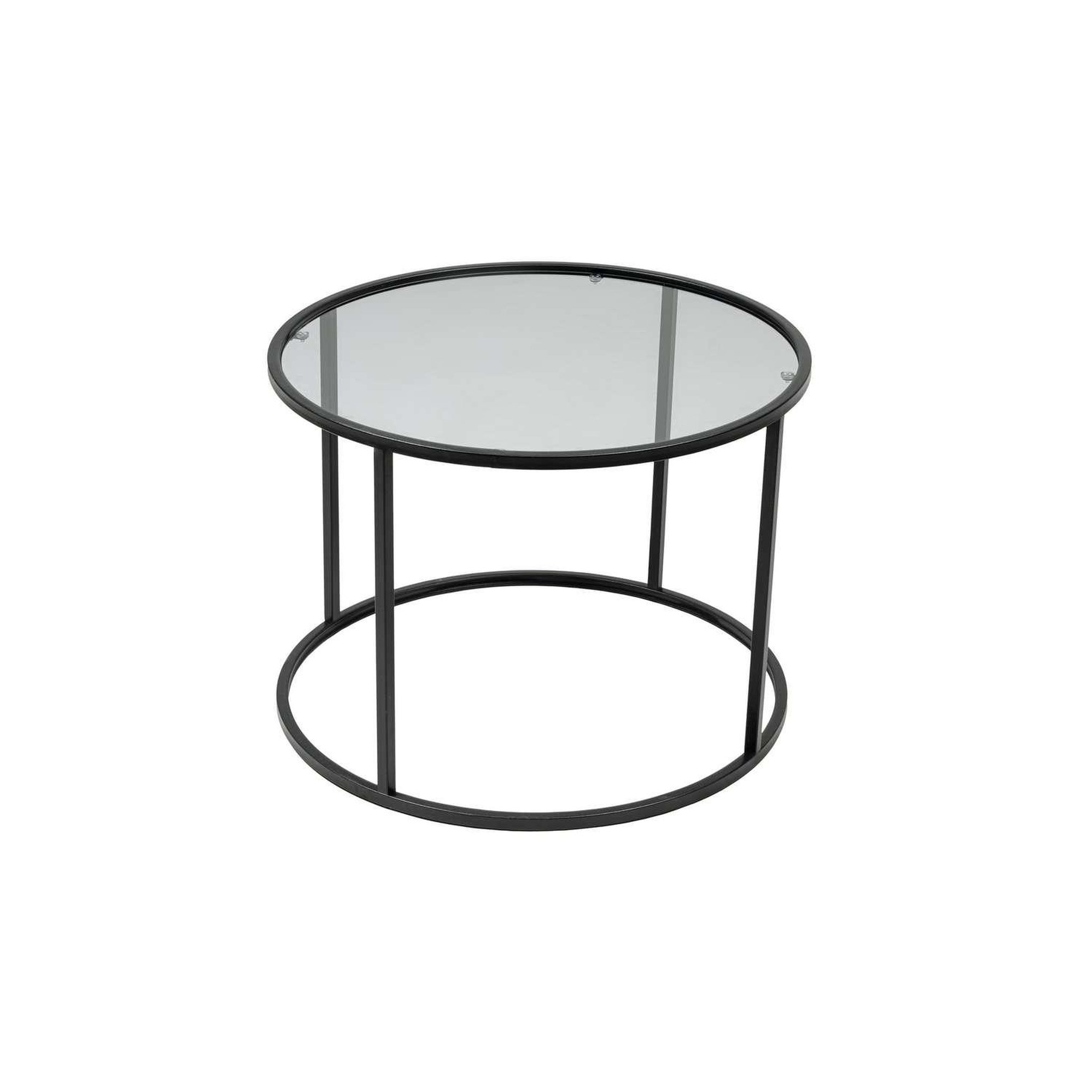 TOILINUX Table basse solsiste en verre - diam 80 cm - noir