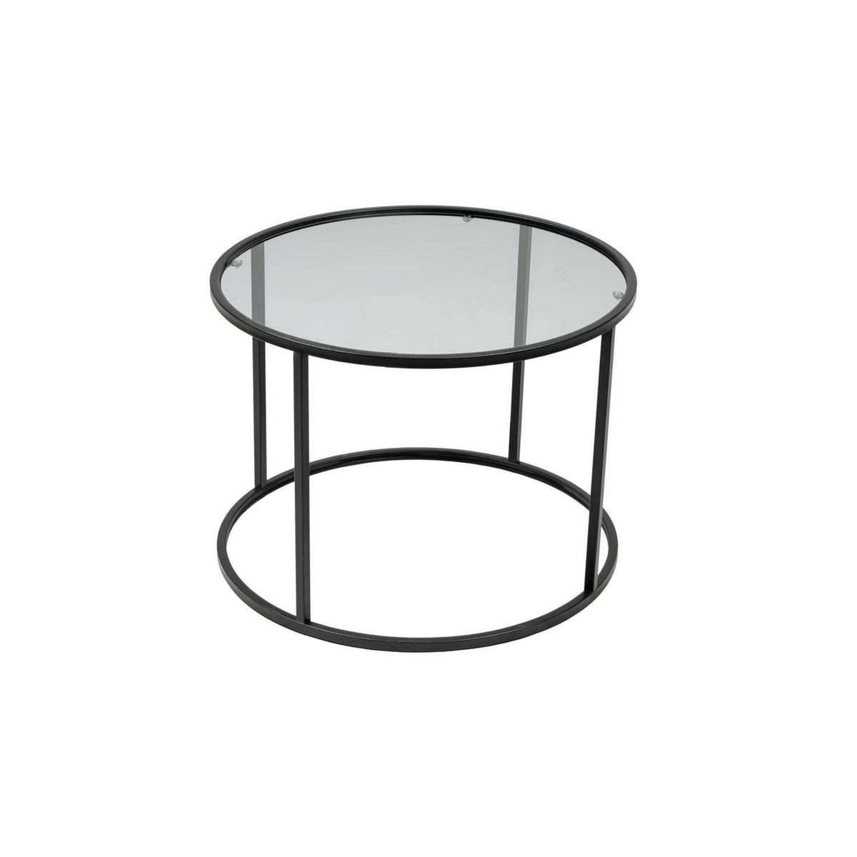 TOILINUX Table basse Solsiste en verre - Diam 80 cm - Noir