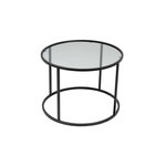 TOILINUX Table basse Solsiste en verre - Diam 80 cm - Noir