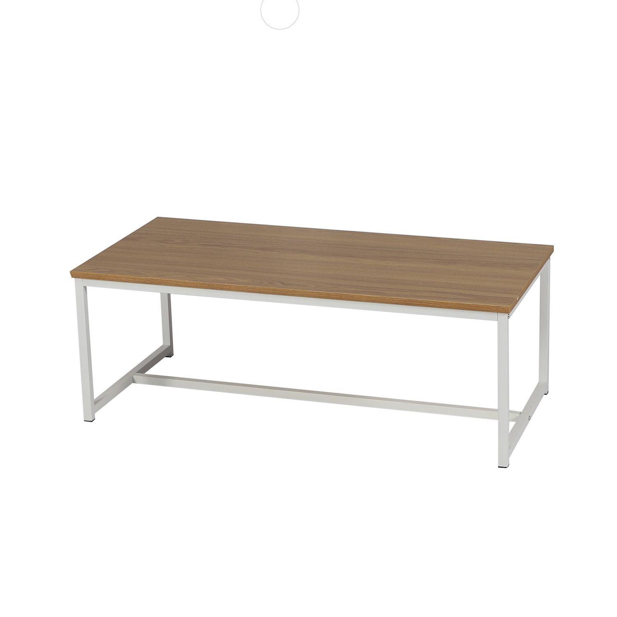 TOILINUX Table basse casa blanca en panneaux de particules et métal - l.100 cm x h.39 cm - beige et blanc