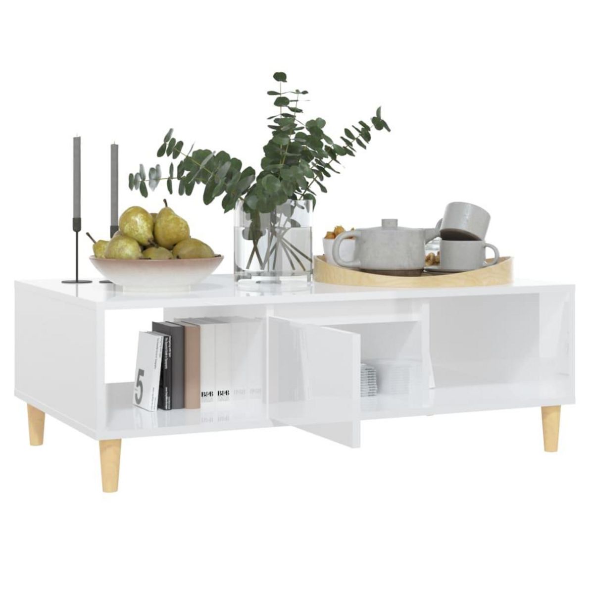 VIDAXL Table basse blanc brillant 103,5x60x35 cm bois d'ingenierie