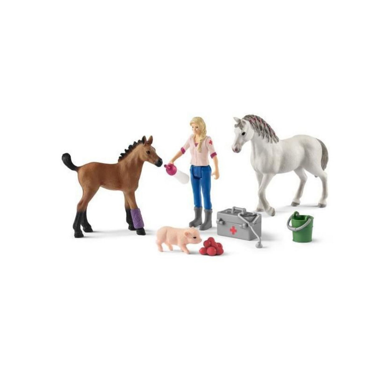 Schleich Schleich - Visite du vétérinaire pour la jument et le poulain - 42486