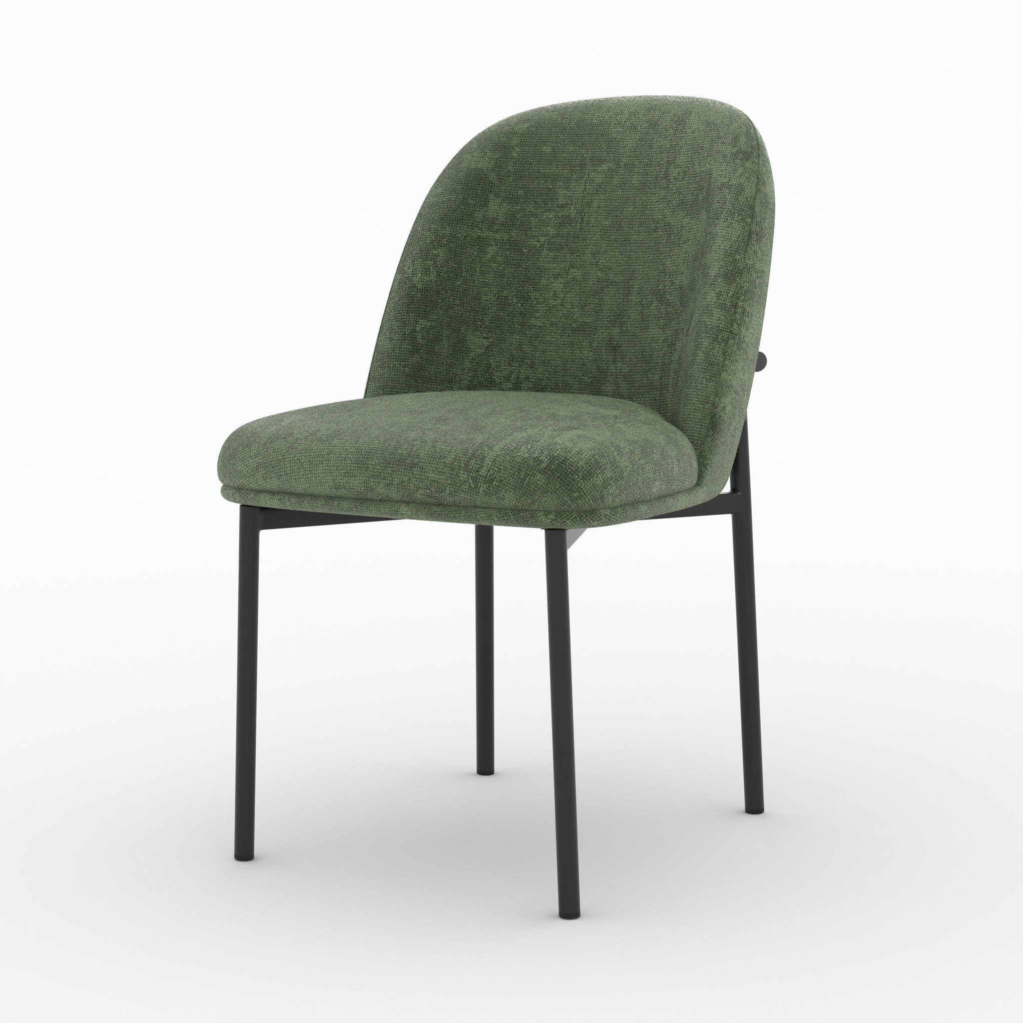 Voir la diapositive 5 : MAISON PAVANE Lot de 2 chaises en tissu vert sapin et pieds métal noir-noah