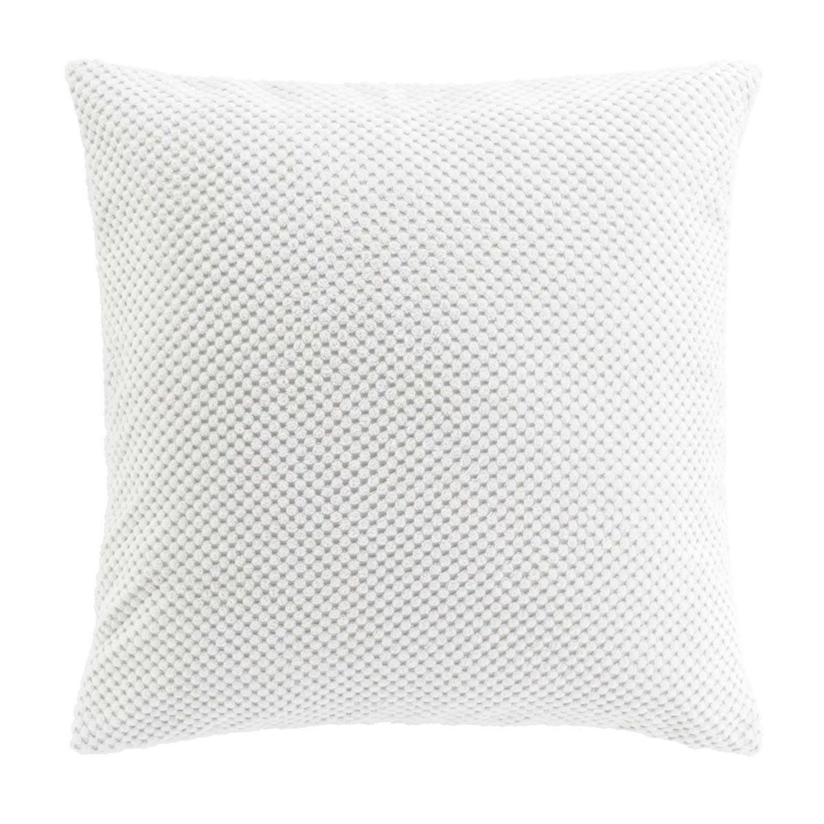 Paris Prix Coussin Déco en Velours Relief  Java  45x45cm Blanc