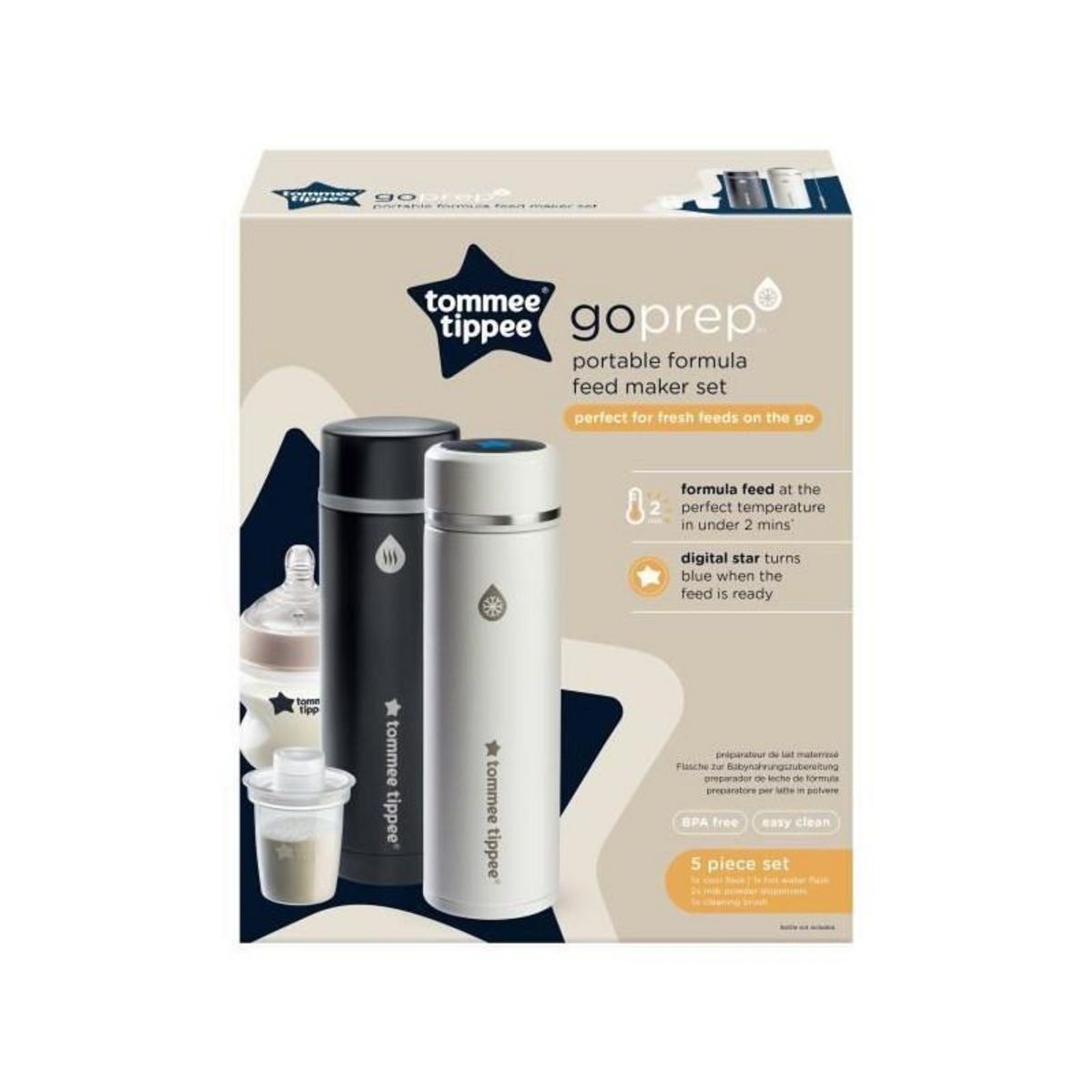 TOMMEE TIPPEE TOMMEE TIPPEE Kit de préparation biberon GoPrep, 2 minutes, thermos refroidisseur, température sur écran LED