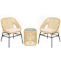 Voir la diapositive 1 : OUTSUNNY Salon de jardin style Acapulco 2 places 3 pièces acier coussin résine filaire beige