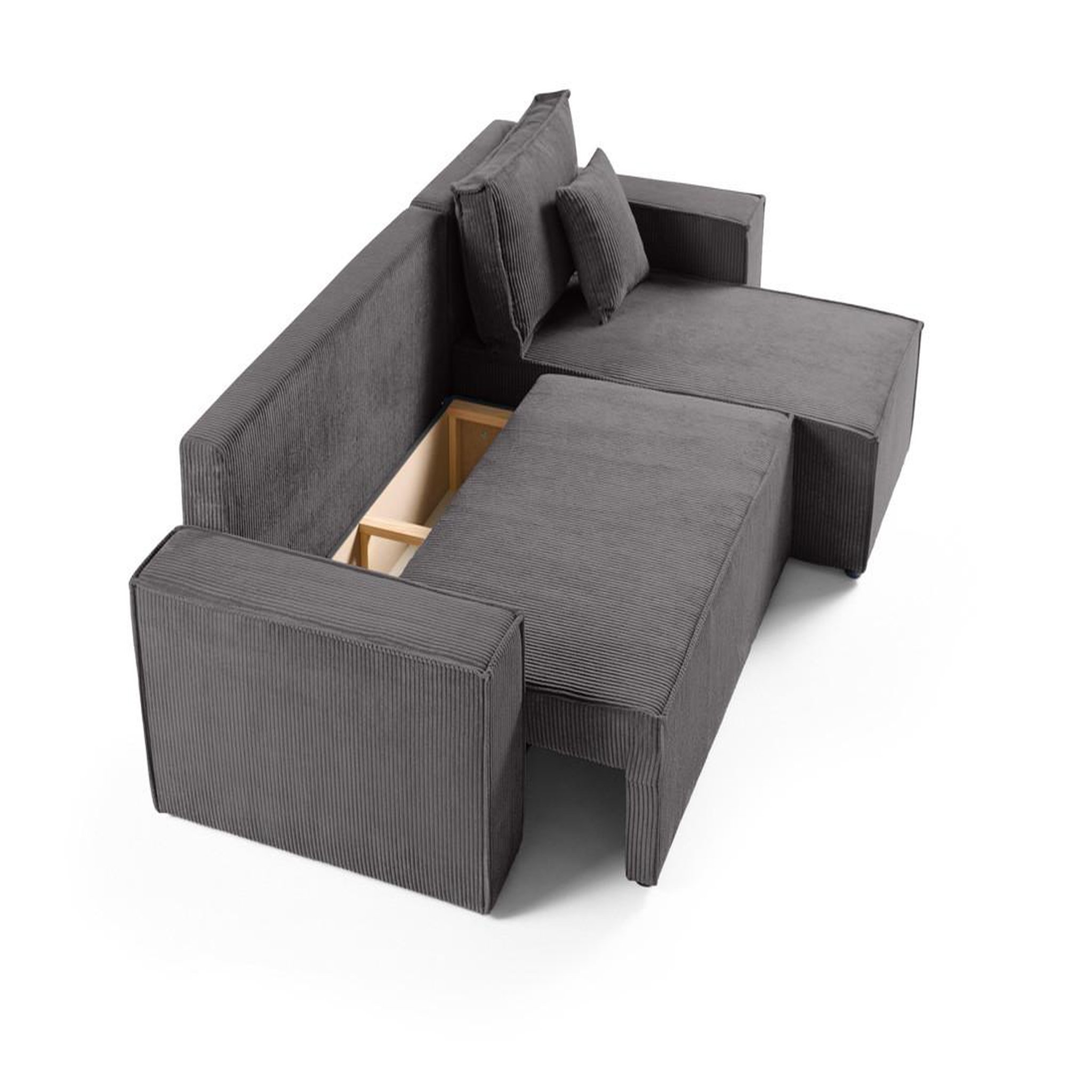 Voir la diapositive 2 : BEST MOBILIER Cezanne - canapé d'angle réversible - 4 places - convertible avec coffre - en velours côtelé