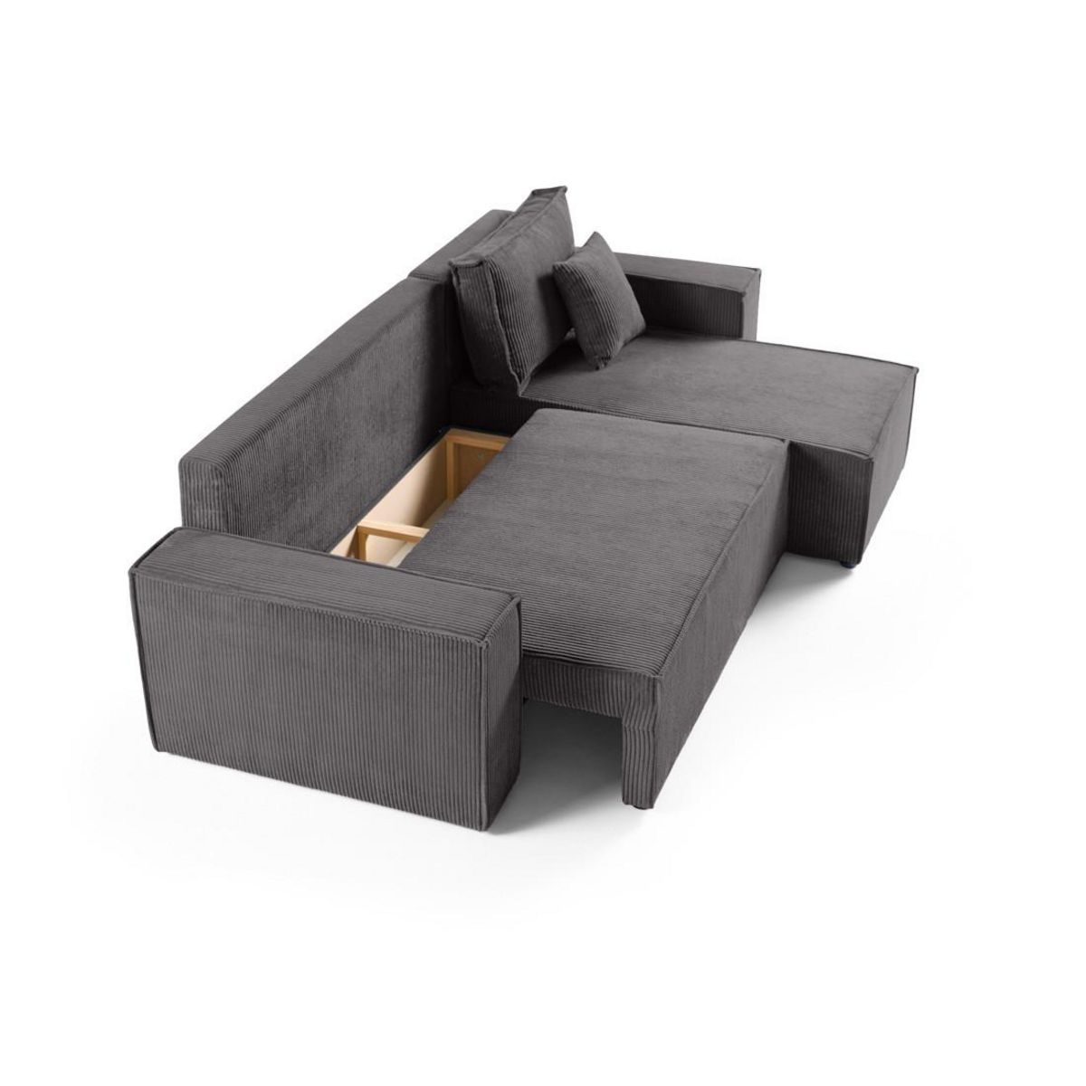 BEST MOBILIER Cezanne - canapé d'angle réversible - 4 places - convertible avec coffre - en velours côtelé