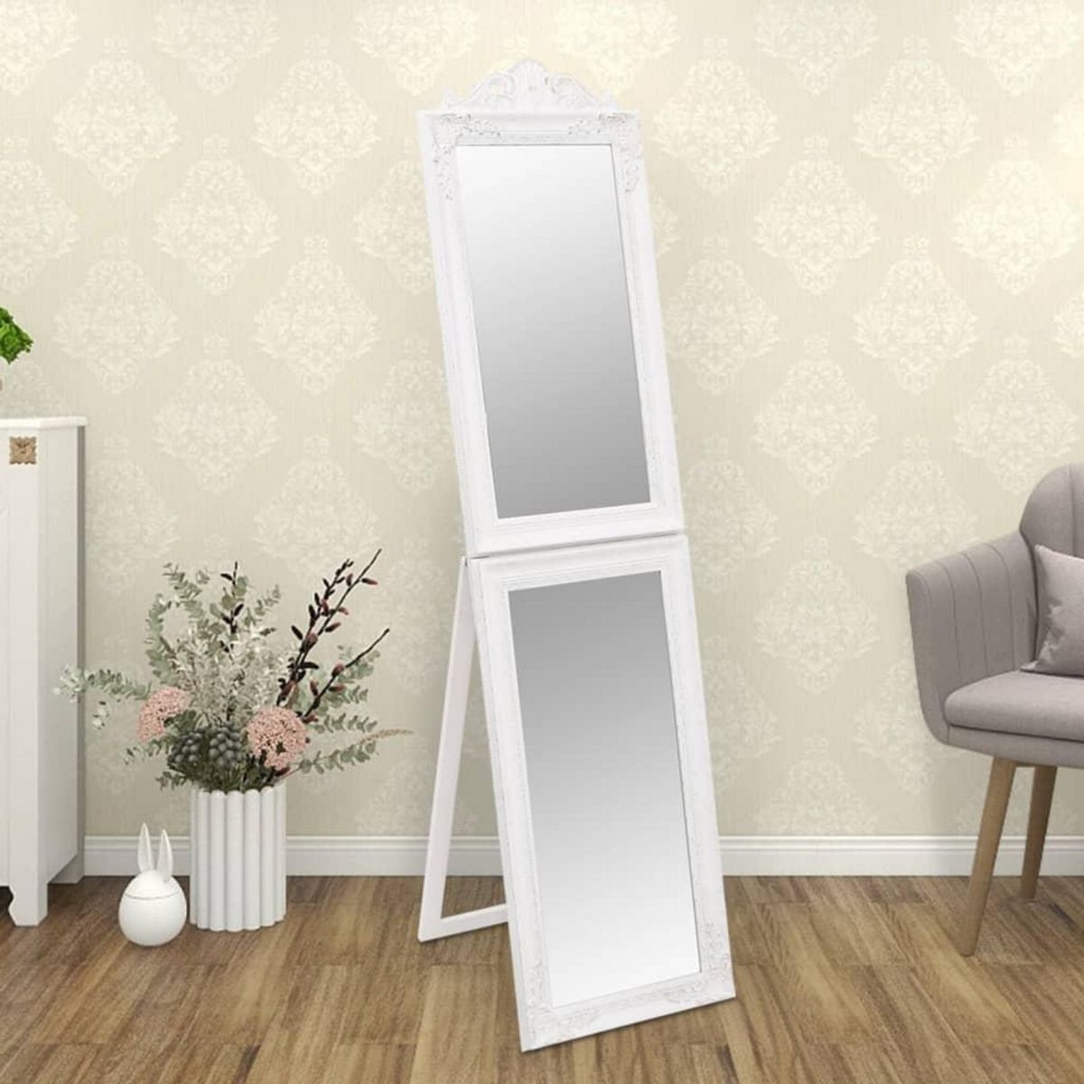VIDAXL Miroir sur pied Blanc 50x200 cm