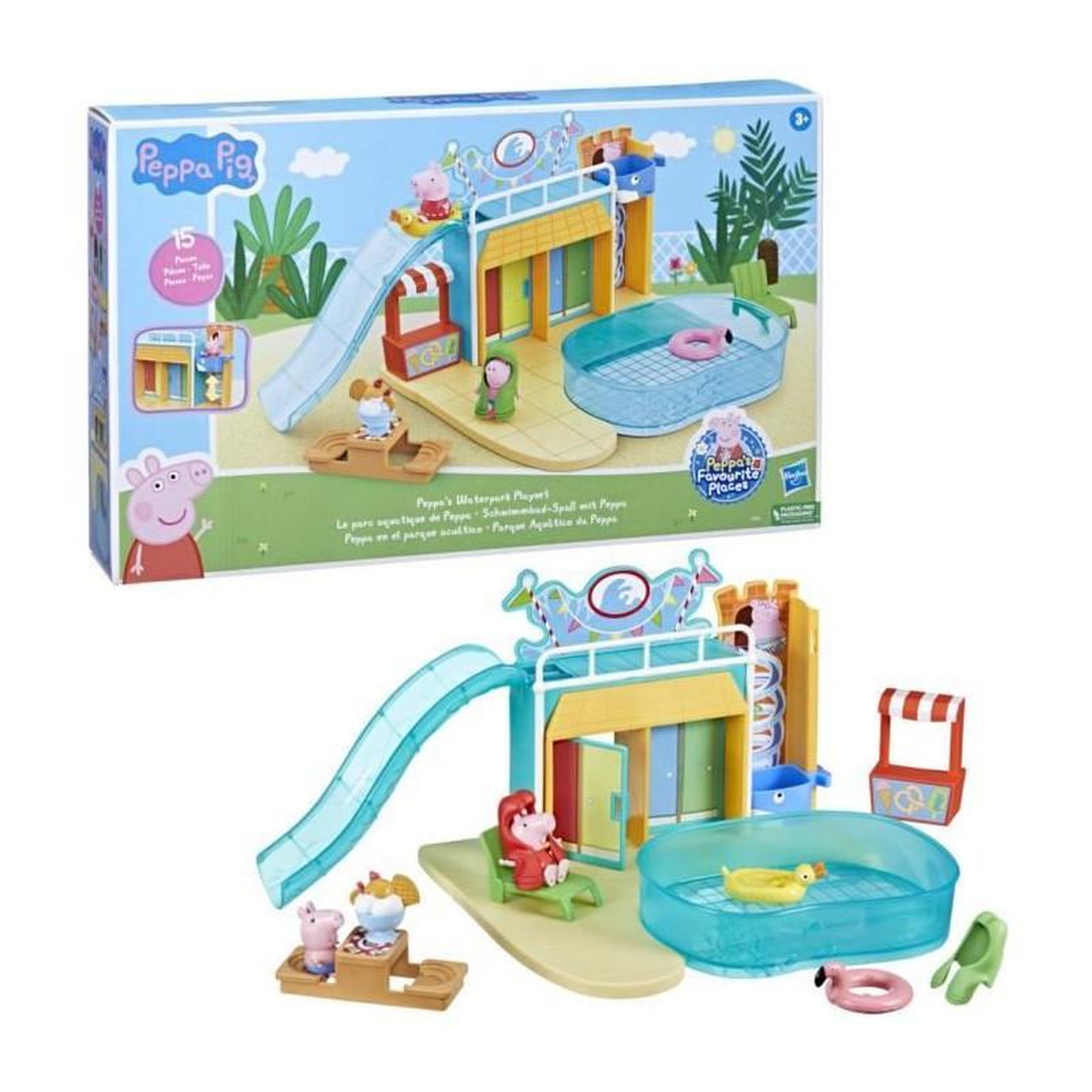 Voir la diapositive 2 : Peppa Pig Peppa Pig Le parc aquatique de Peppa, coffret avec 2 figurines et 15 accessoires, jouet pour enfants, des 3 ans